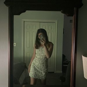 White and green floral dress